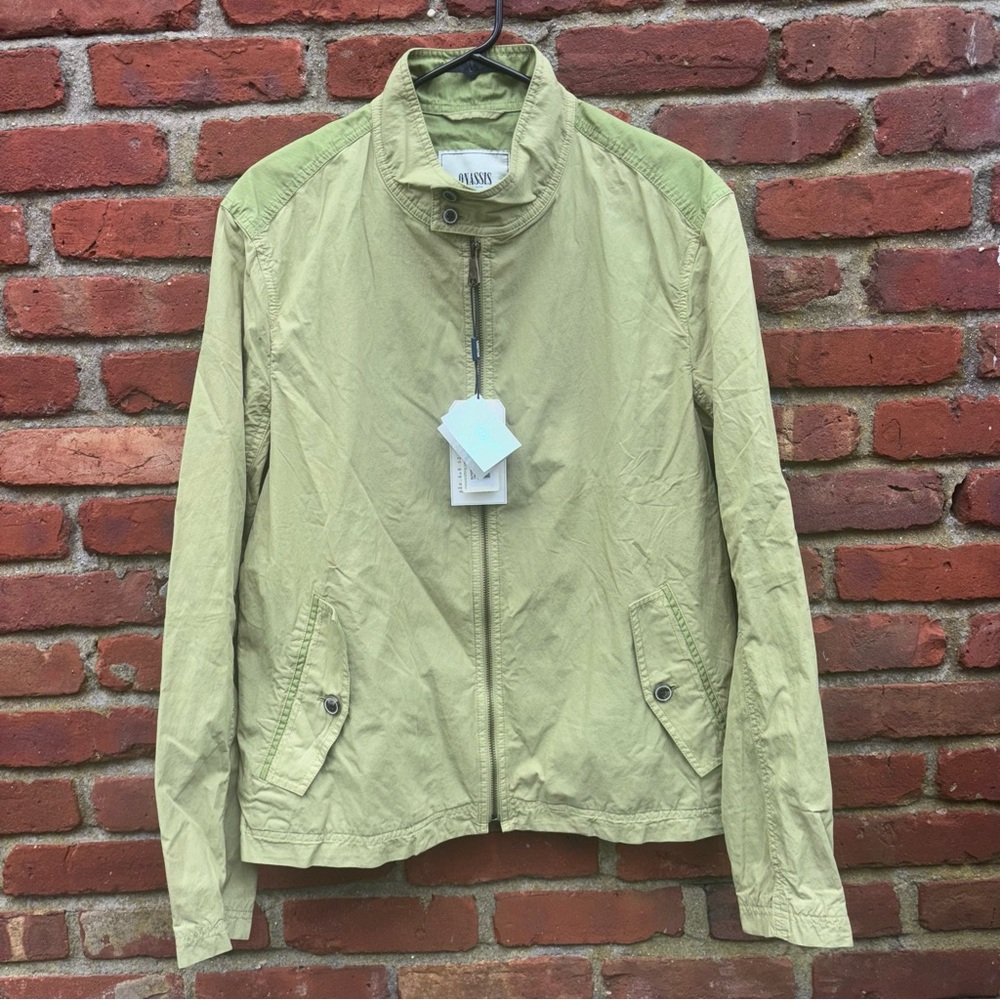 Onassis Clothing Men’s Tonal Harrington Jacket Cotton Green Olive Size L